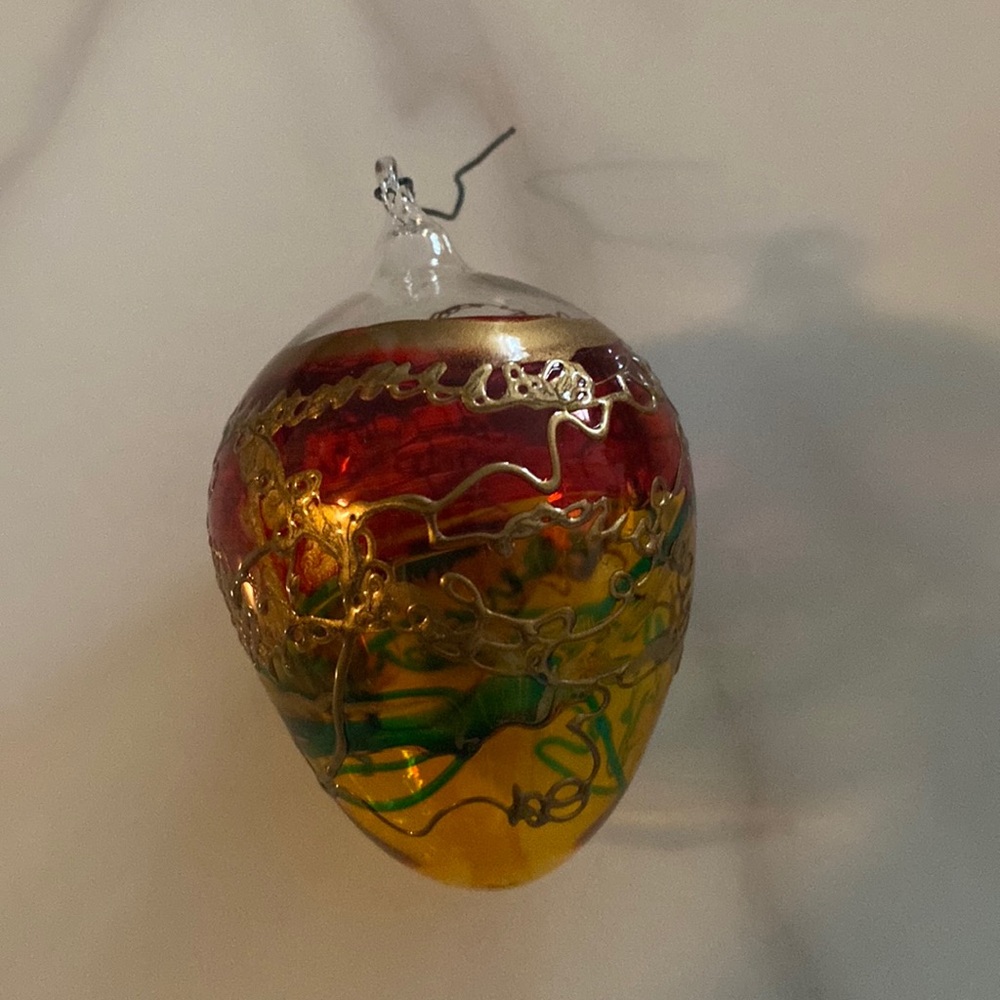 Vintage 90’s GLASS egg ornament